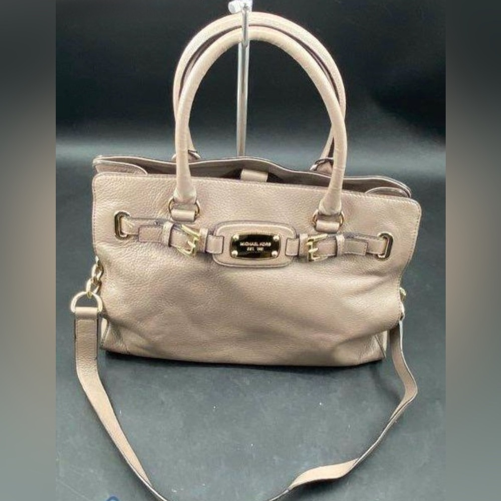 Authenticated Medium Michael Kors Mk Satchel Taup… - image 7